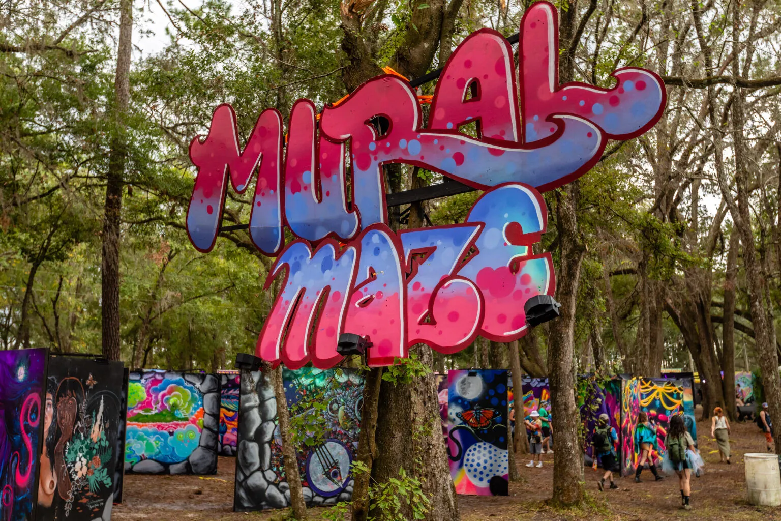 Mural Maze sign above mural panels